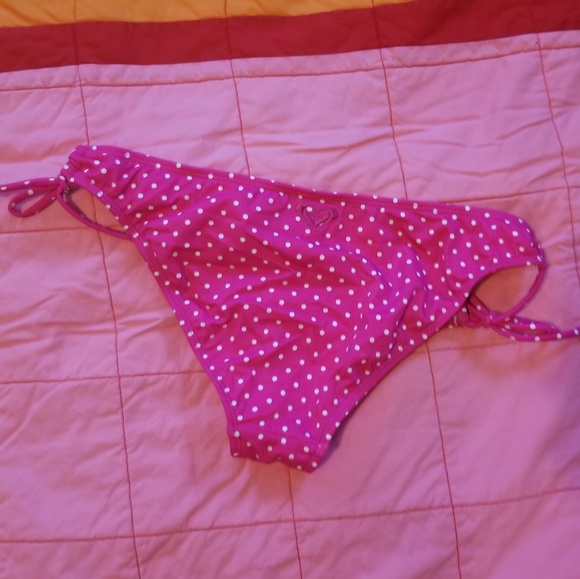 Roxy pink and white polka dot bikini bottoms - Picture 2 of 3